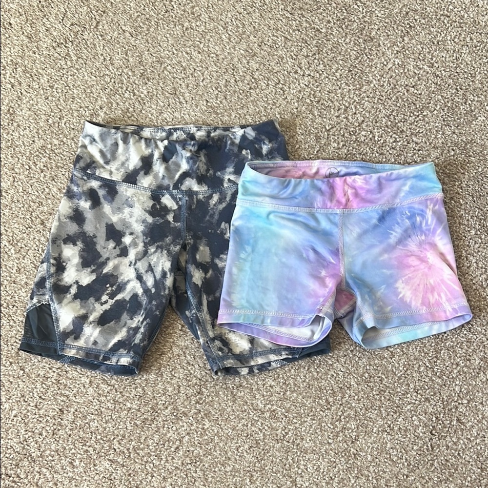 Tie-Dye and Black Patterned Shorts Set